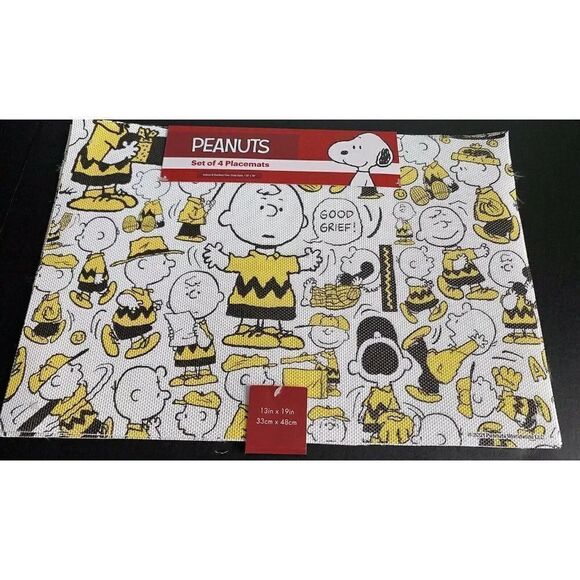 Peanuts Charlie Brown Good Grief! 4 Set PVC Placemats 19" X 13" Baseball New - Picture 1 of 11